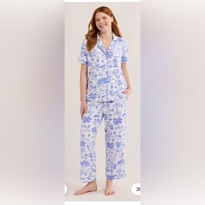 Floral Joyspun Toile Blue Women's Pajama Set Medium 8-10 Viral Grand Millenial